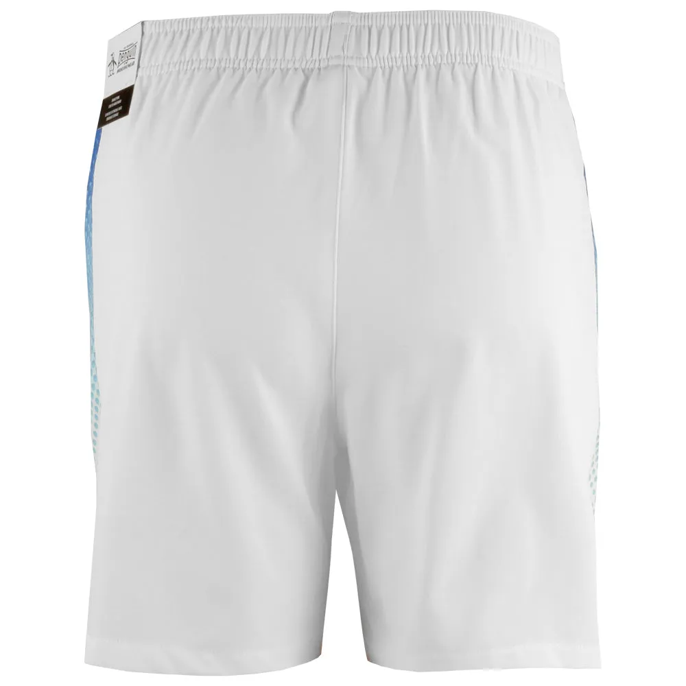 Laser Cutting V neck Penguin Men's Performance Side Print Short - Bright White/Blue Tasseled