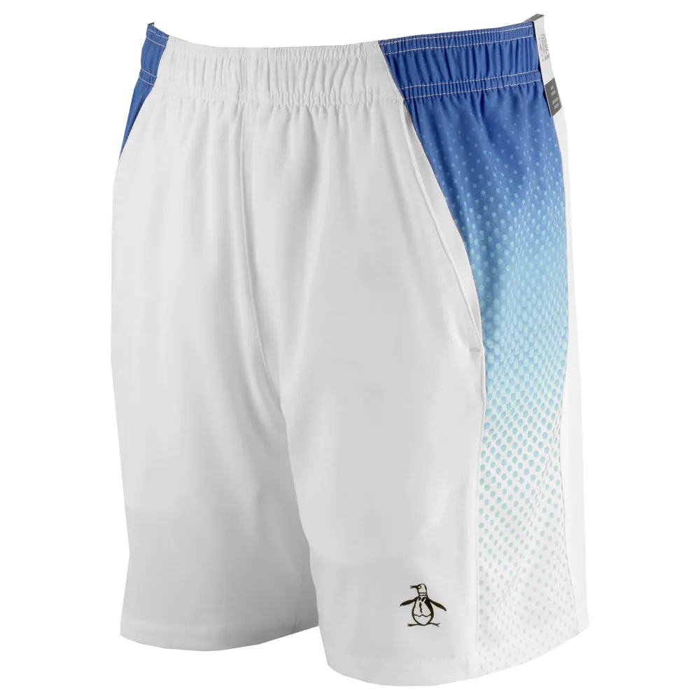 Penguin Men's Performance Side Print Short - Bright White/Blue Tasseled tailored look Hem Style