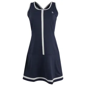 Fur Trim Penguin Women's Essentials Sleeveless Tennis Dress - Black Iris High-End Finish