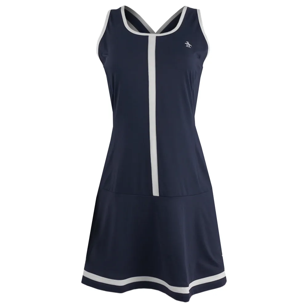 Fur Trim Penguin Women's Essentials Sleeveless Tennis Dress - Black Iris High-End Finish