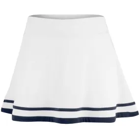 Modern Striped Pattern Penguin Women's Ribbed Flounce Skort - White/Navy blended fabric