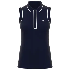 Penguin Women's Veronica Sleeveless Polo - Black Iris Wool Comfortable Support