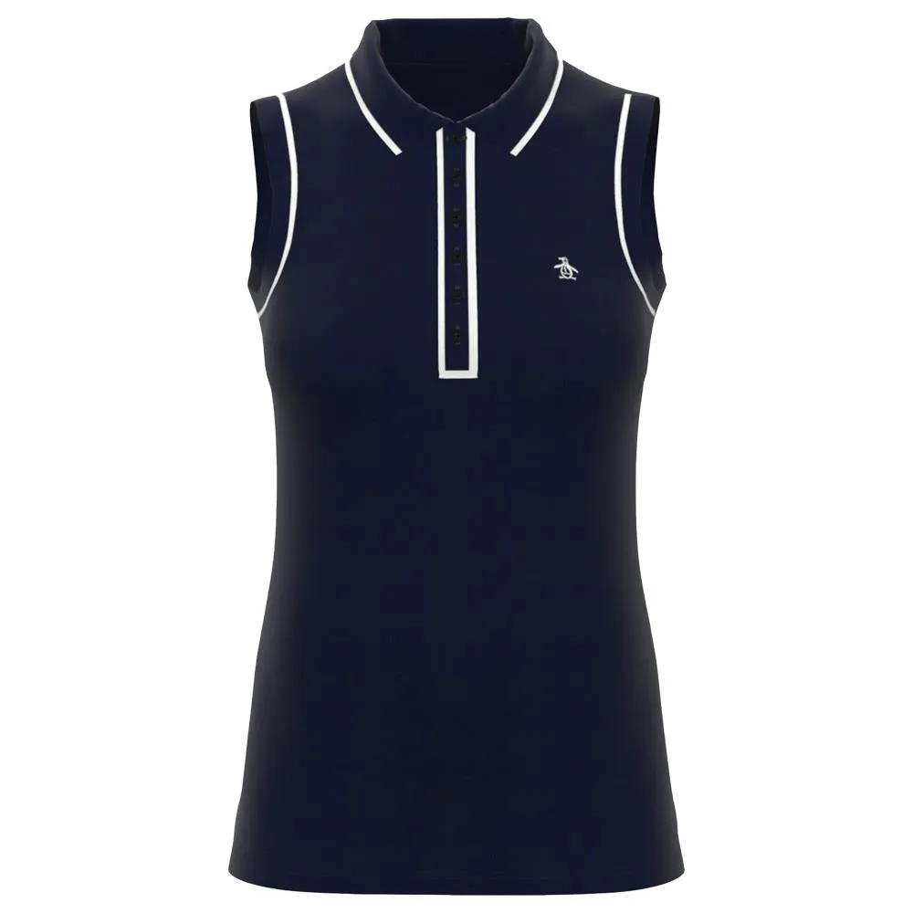Penguin Women's Veronica Sleeveless Polo - Black Iris Wool Comfortable Support