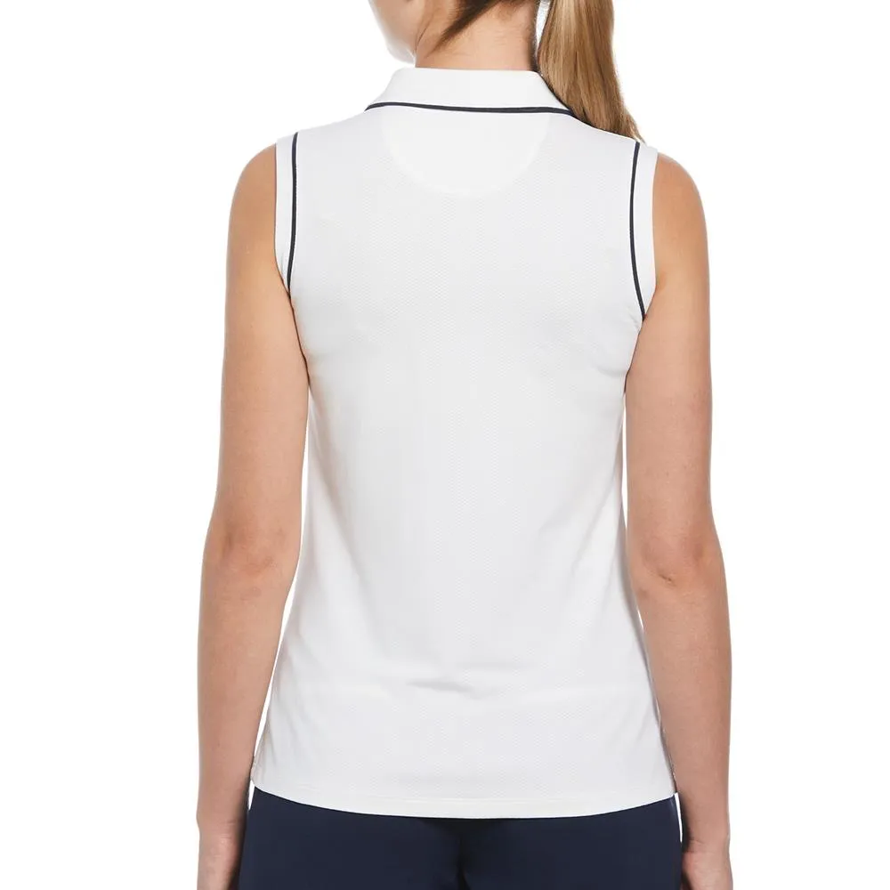 Penguin Women's Veronica Sleeveless Polo - Bright White Button-Down Front Easy To Clean
