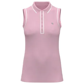 Penguin Women's Veronica Sleeveless Polo - Charm Pink Beaded details Stretch waistband Ergonomic Design