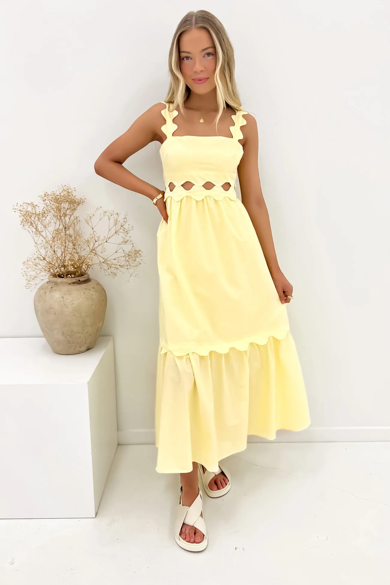 Junie Midi Dress Yellow Chic casual