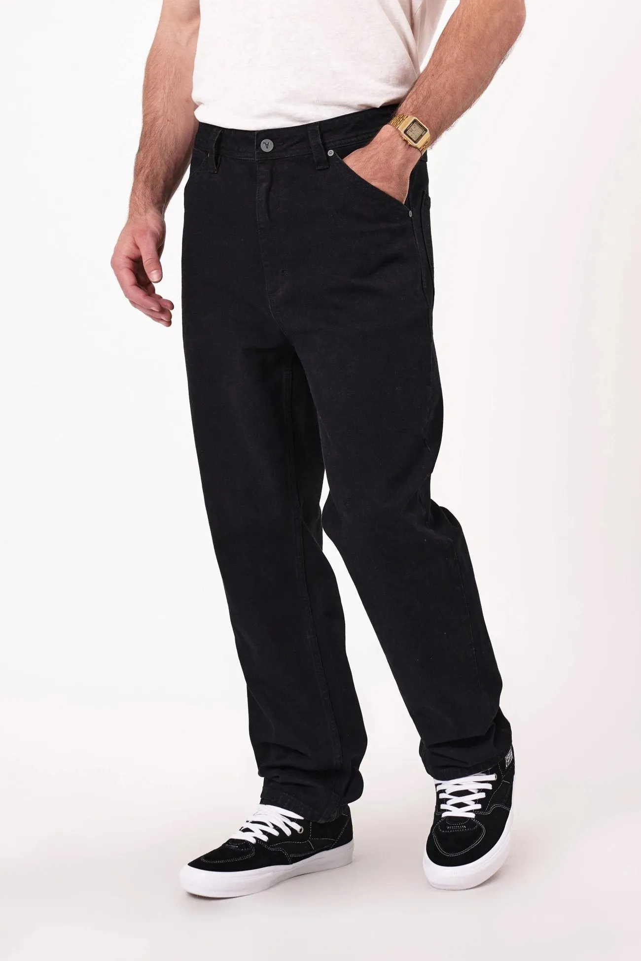 Luxury Textured Casual Student Outfit A4 Taper Jean Patrick Black