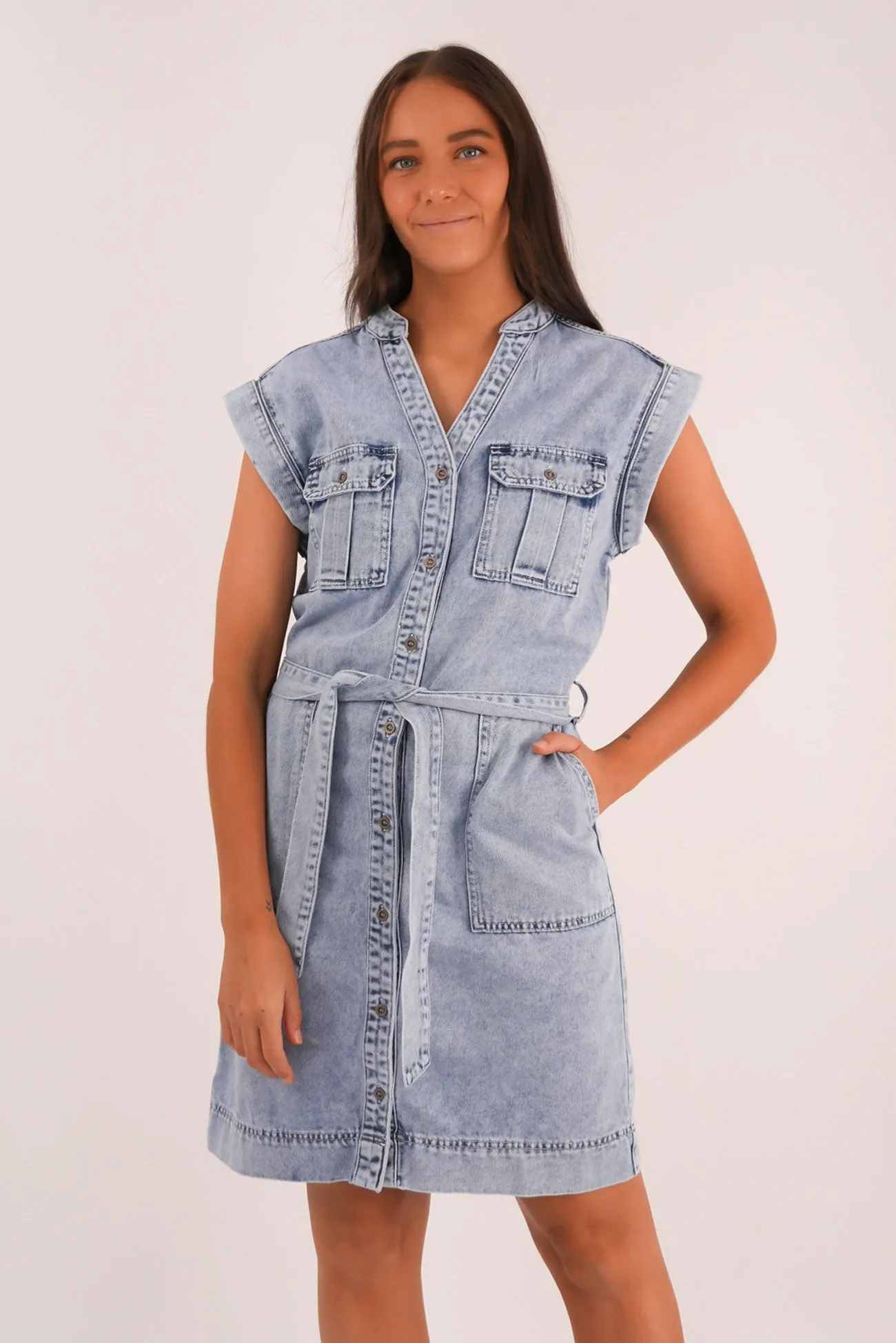 Harlow Denim Dress Light Blue Cool Movement