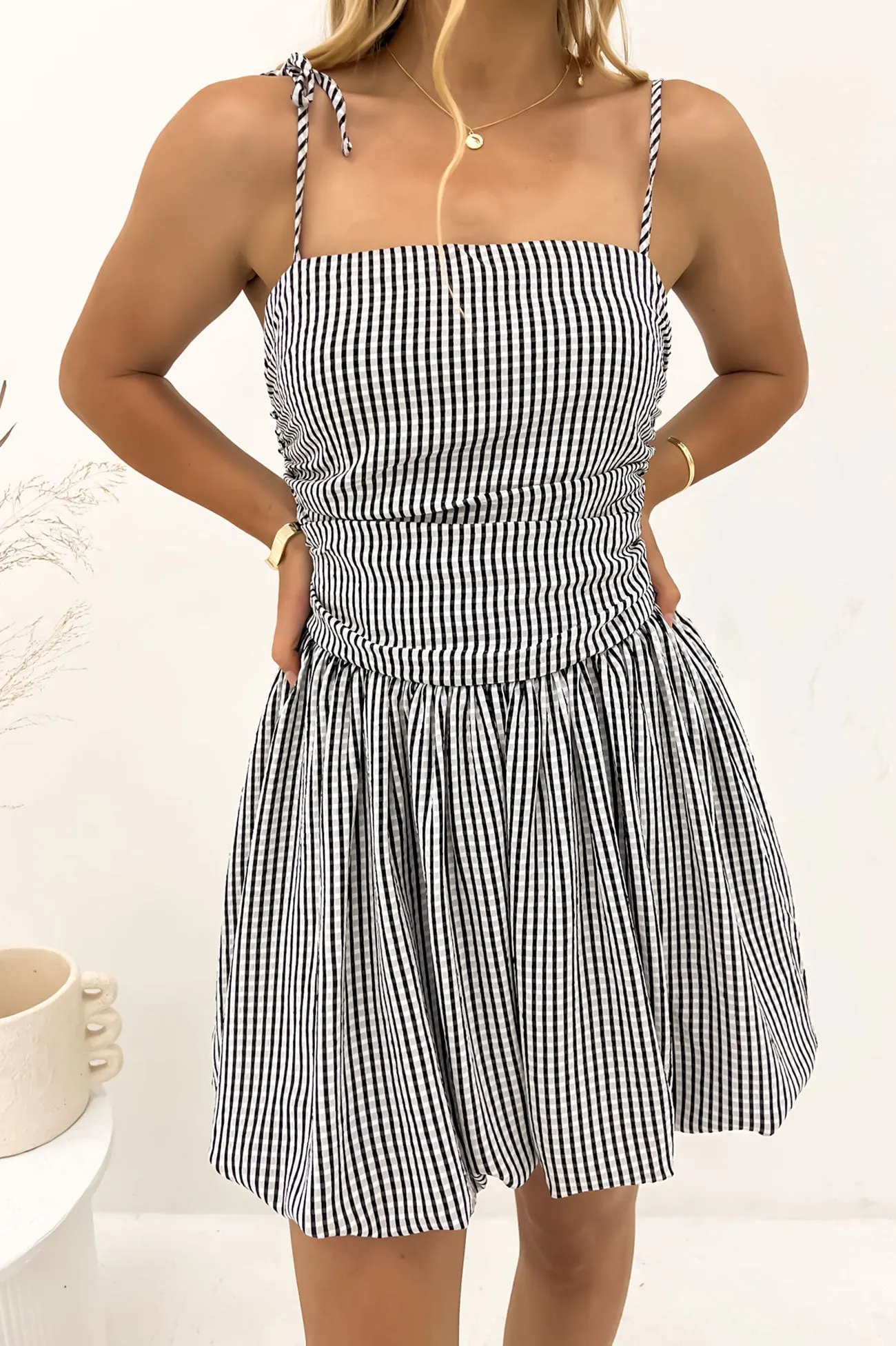 Flow Line Fall Comfort Hallie Mini Dress Black Check