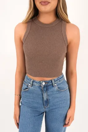 low end short - distance transportation Pia Crop Tank Brown