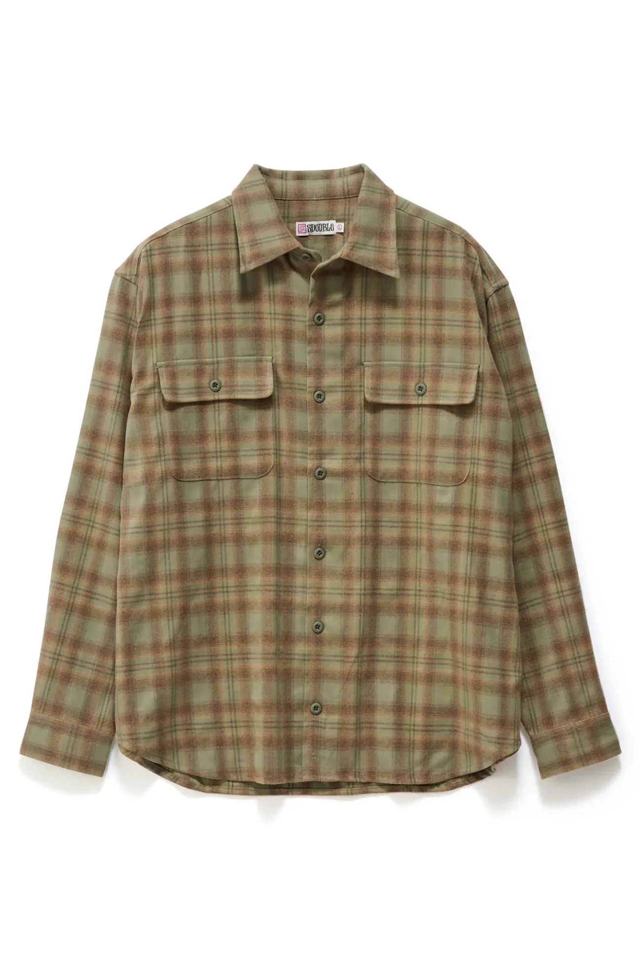 Plaid Long Sleeve Overshirt Sage Workwear Style
