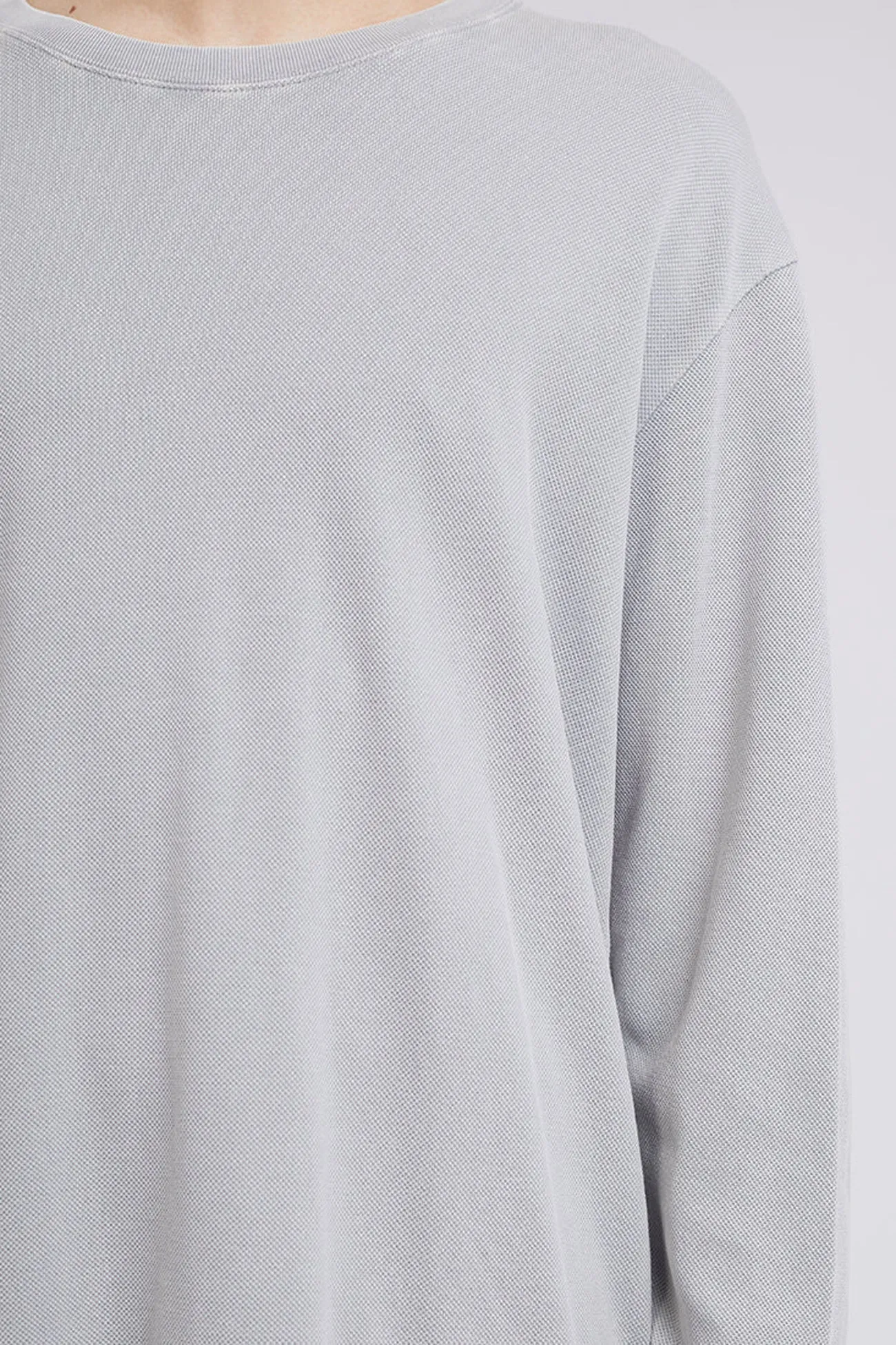 Pique Long Sleeve Tee Grey Odor Resistant Matte
