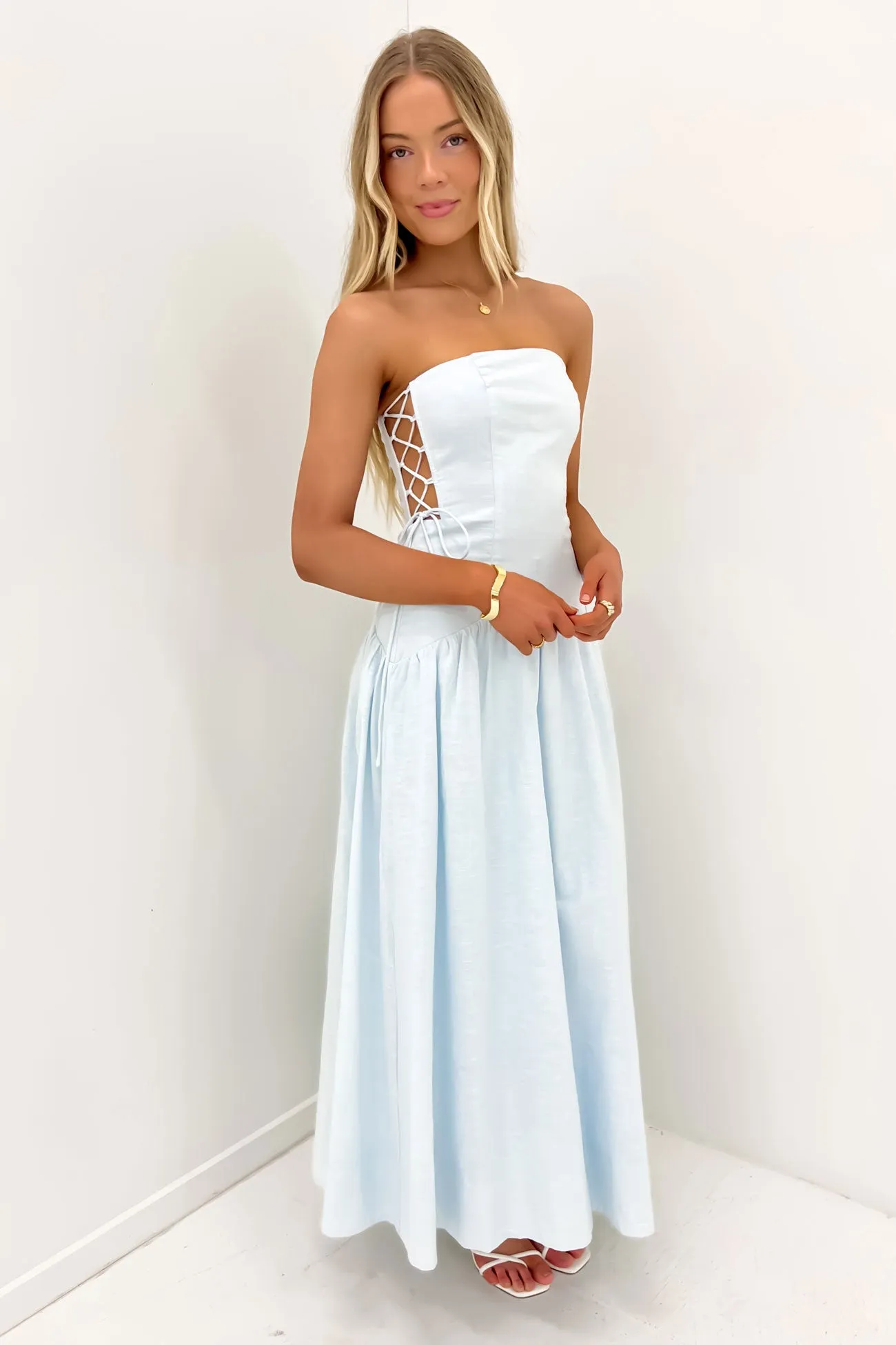 Pixie Midi Dress Blue Abstract Pattern