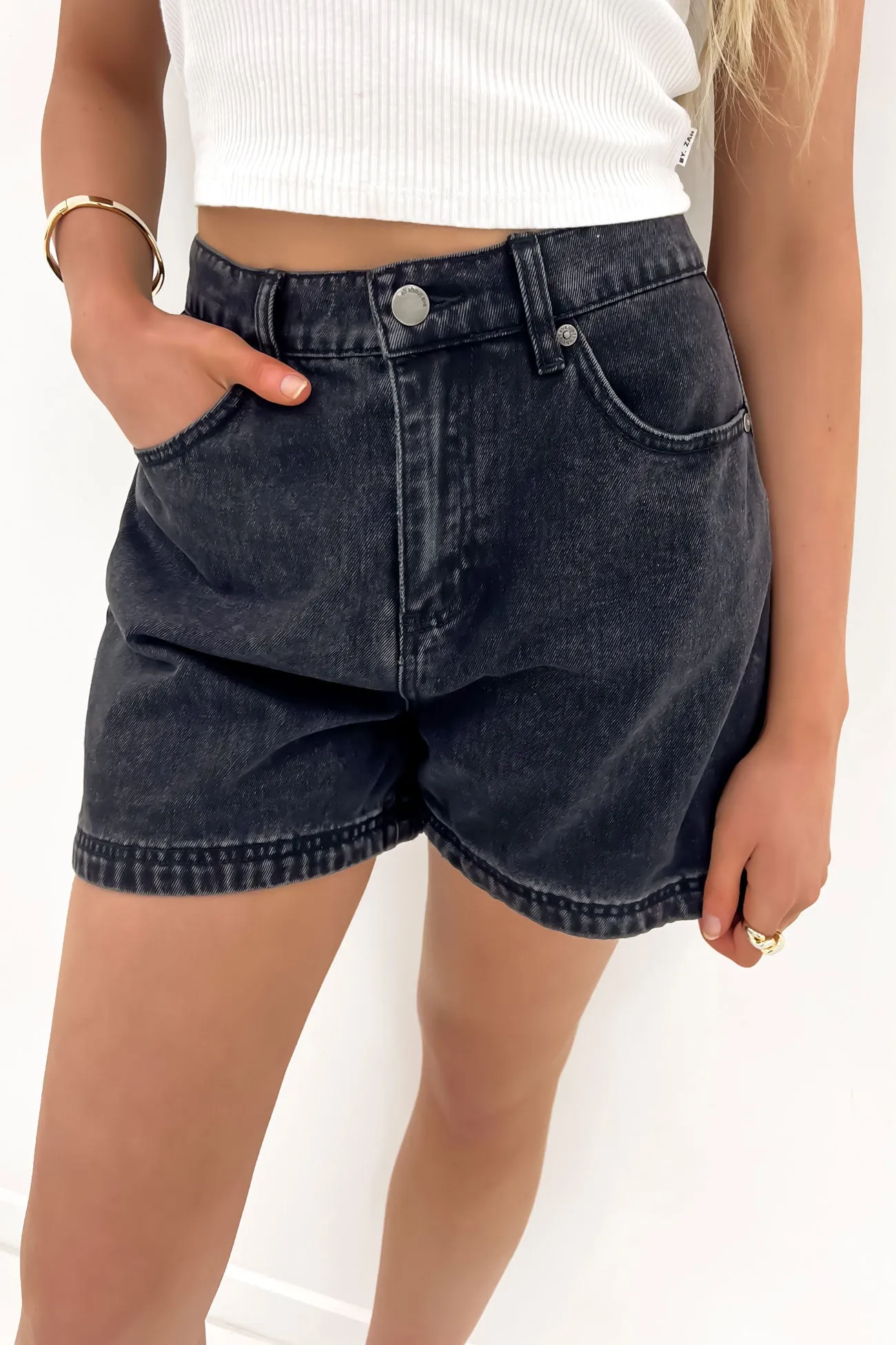 Josie Short Washed Black Cooling Mesh Lining