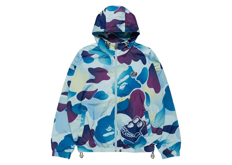 Velcro fastening Breathable Texture Bape X Bored Ape Yacht Club Light Weight Jacket Blue