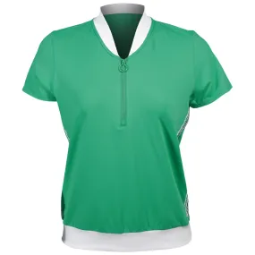 Pockets Design Sofibella Women's Green Spirit 24" Short Sleeve Polo - Zen Comfortable seams Functional