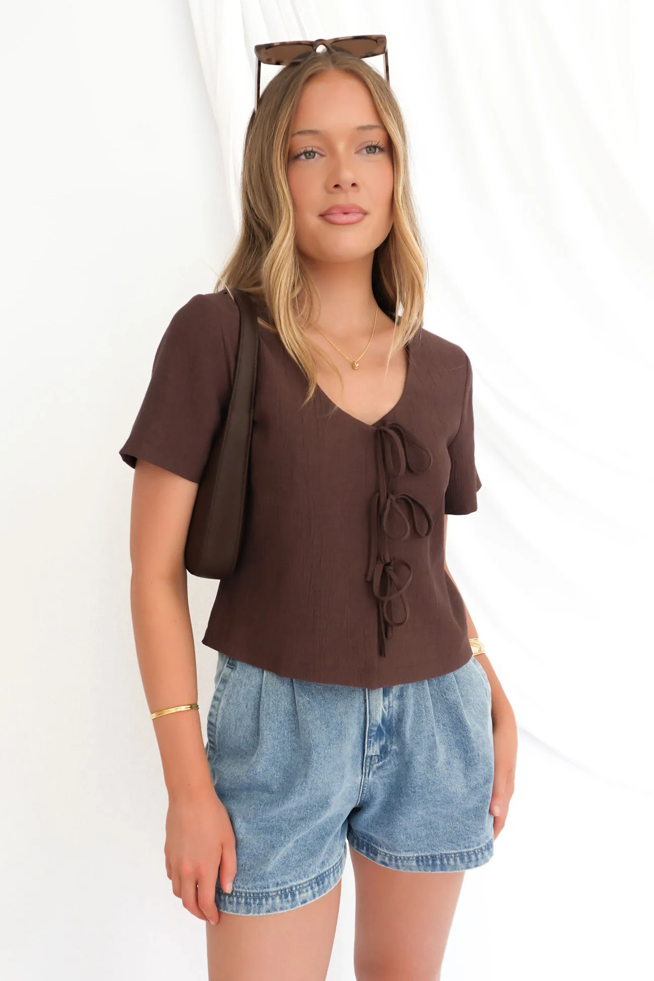 Onyx Tie Tee Brown Soft Feel