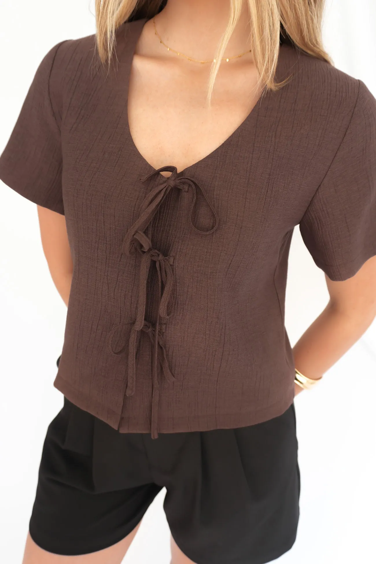 Onyx Tie Tee Brown Chill Comfort Casual Look Wear