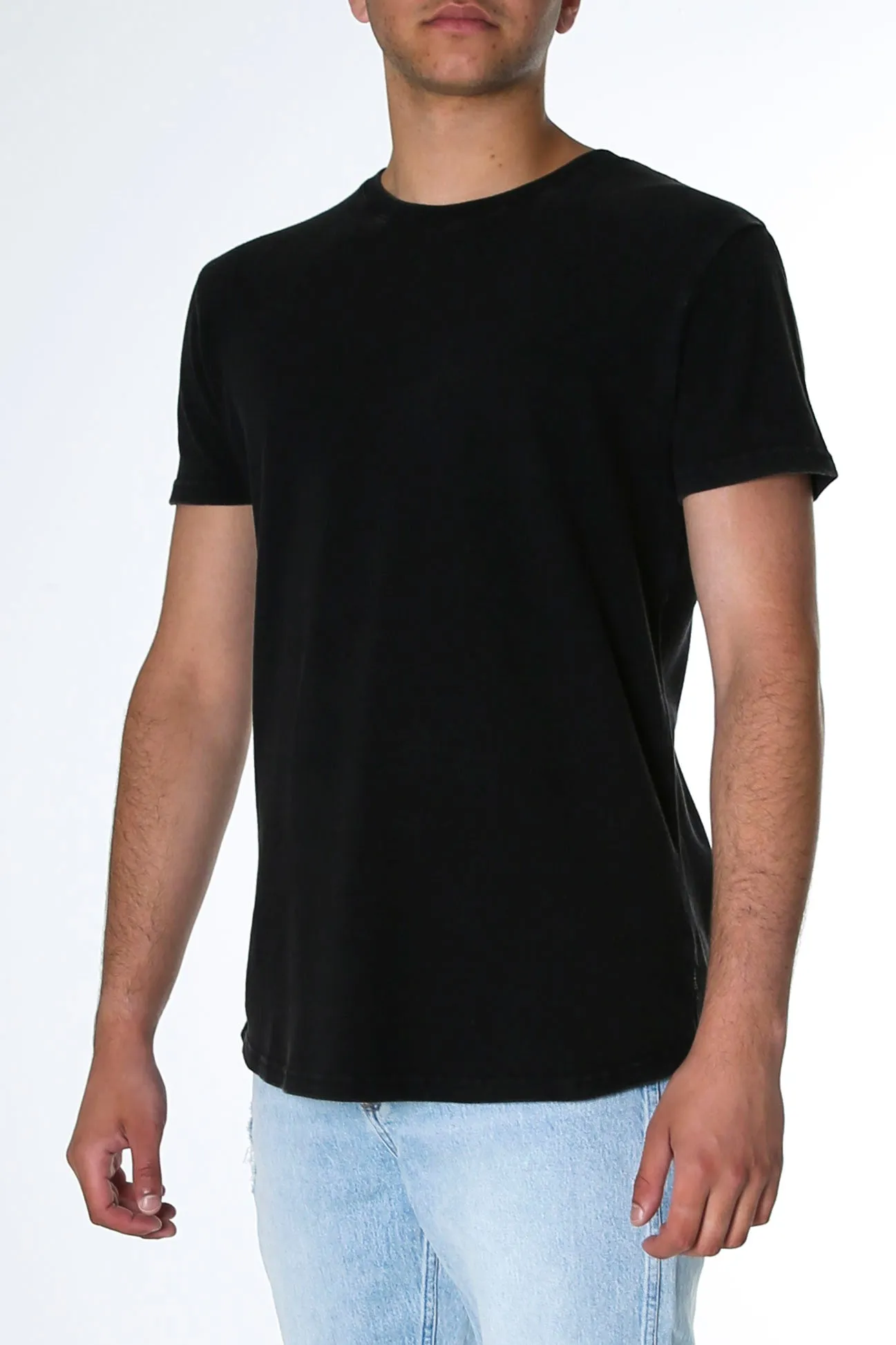 Acid Pique Tee Washed Black Daily Style Simple Comfort