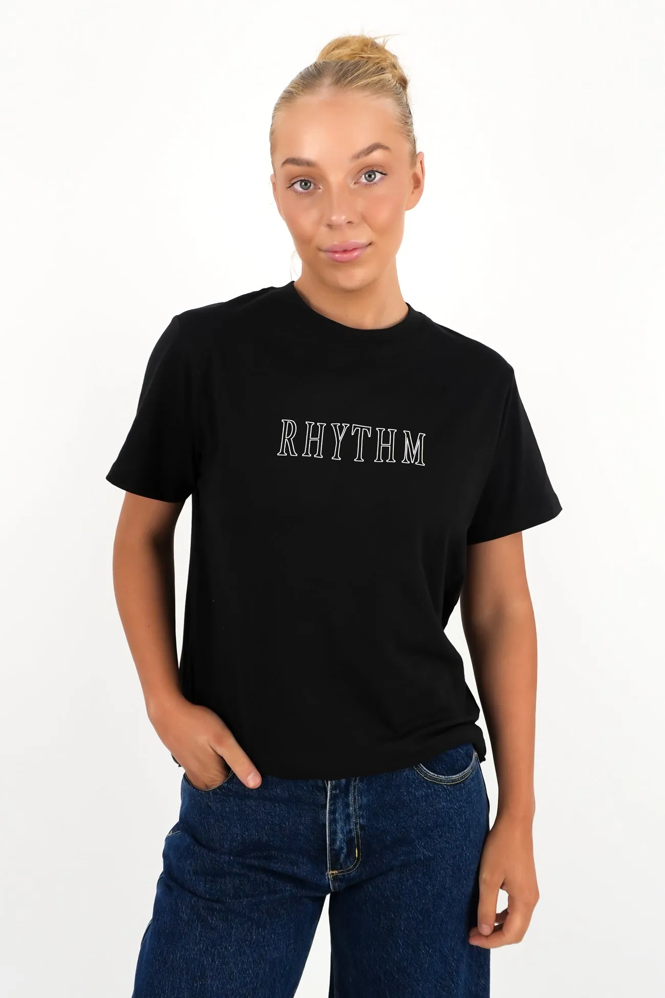 Flagship Boyfriend T-Shirt Black athletic style Simple Comfort