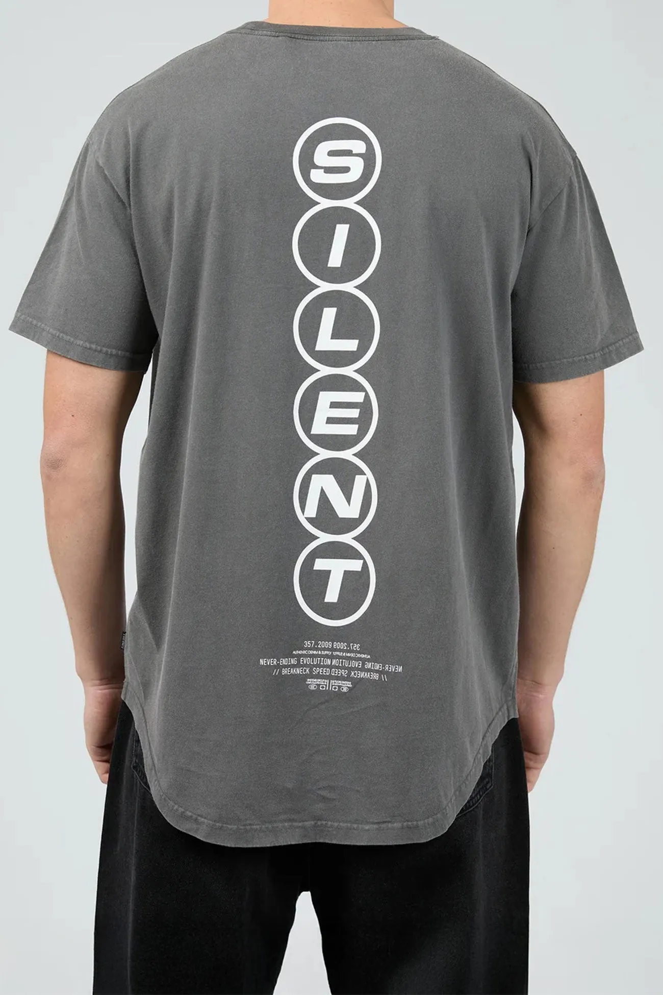Portal Scoop Tee Coal Slim Silhouette Layered Sleeve Construction