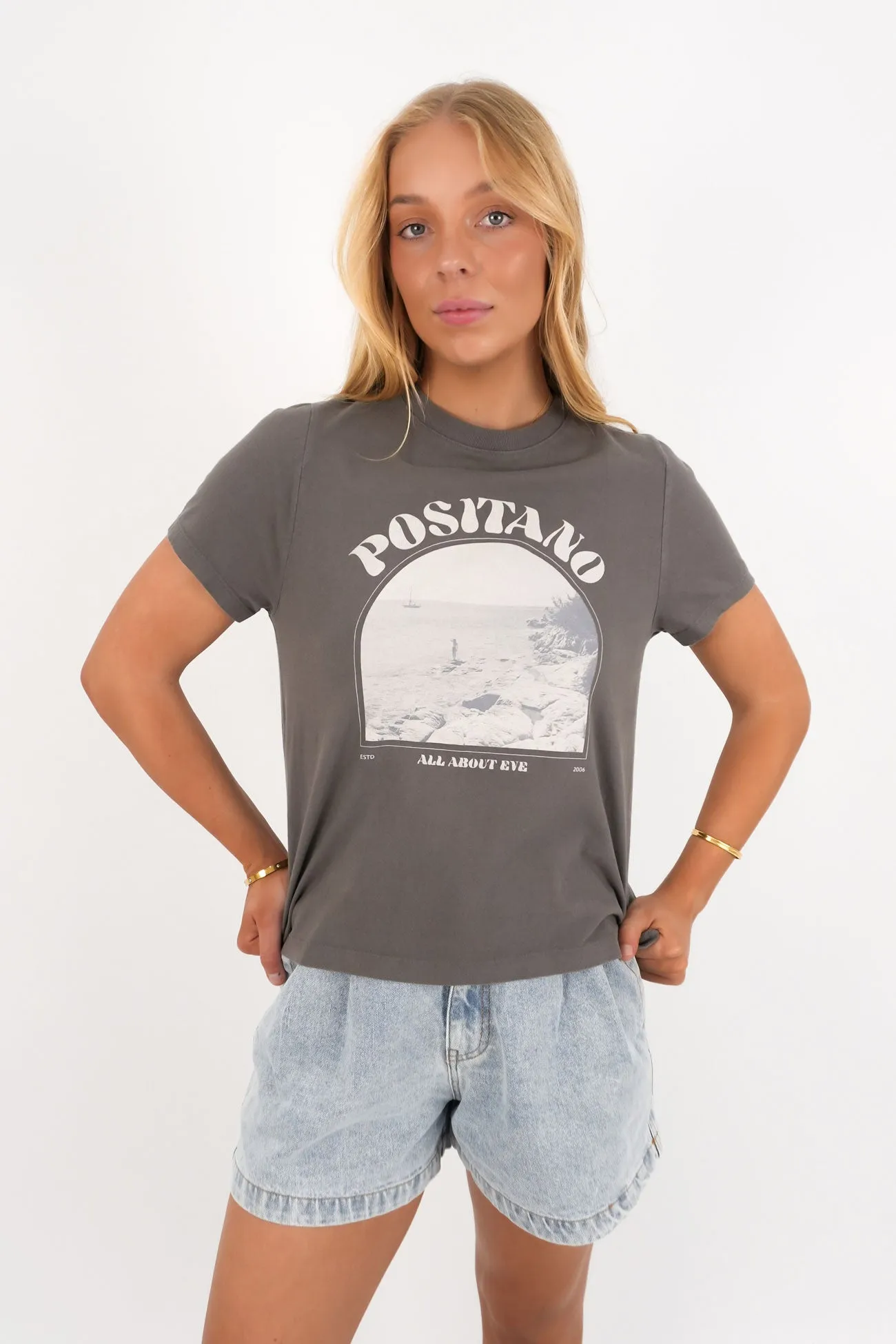 Positano Regular Tee Charcoal ComfortOptimizedConstruction Casual everyday wear