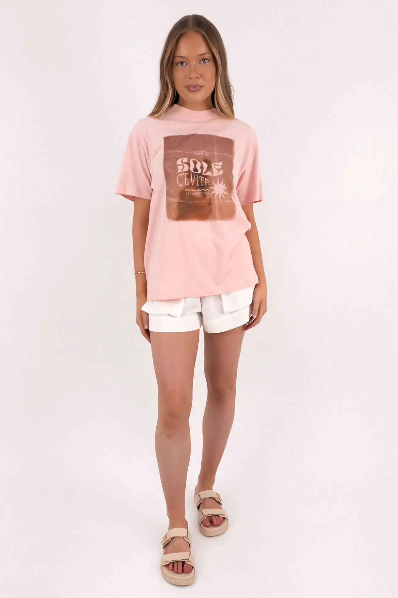SlimFitDesign Leisure Casual Postcard Relaxed Tee Rose