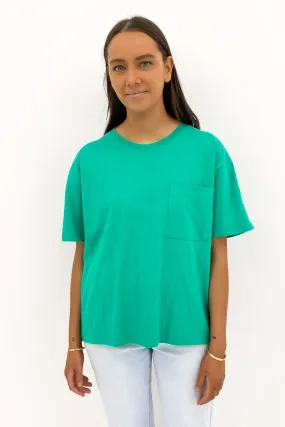 Power Tee Bright Green Raw Edge Hem