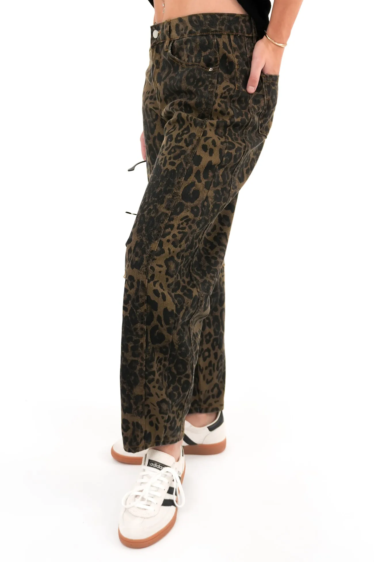 Total Fit Simple Style Toby Barrel Jean Leopard