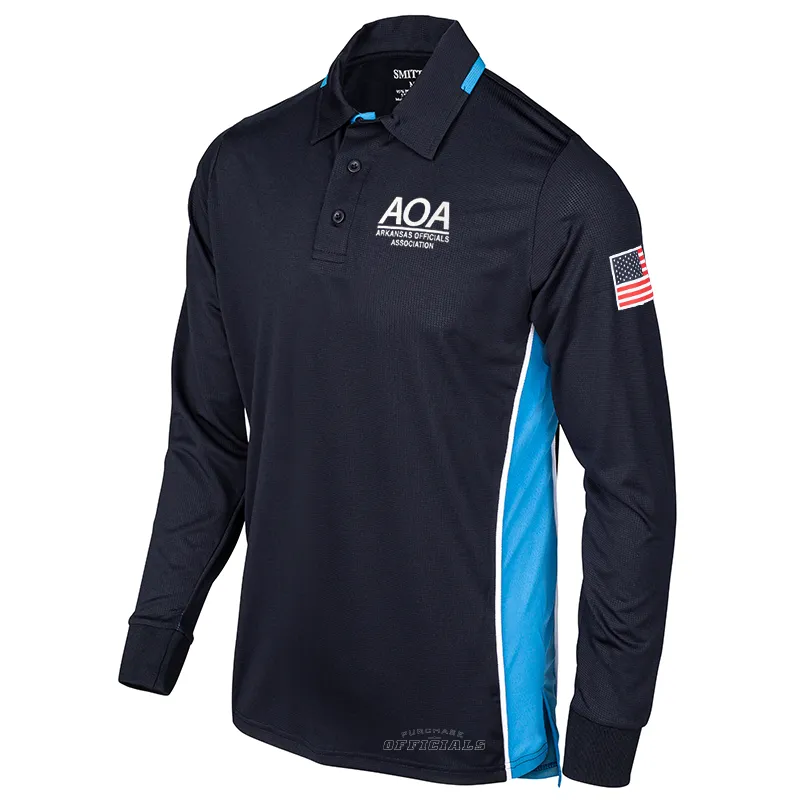 Waffle Weave quick dry AOA Logo Softball Navy Men??s Long Sleeve Umpire Shirts