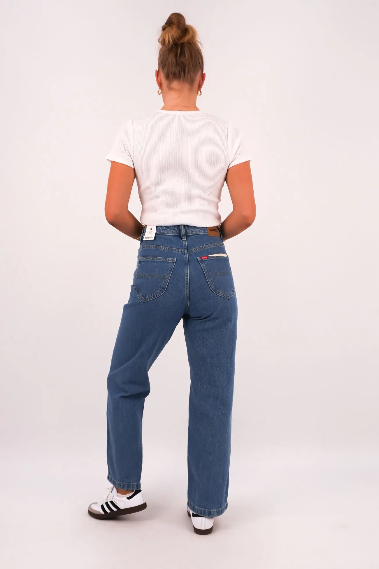 Hi Wide Jean Worn In Blue Petite easy move