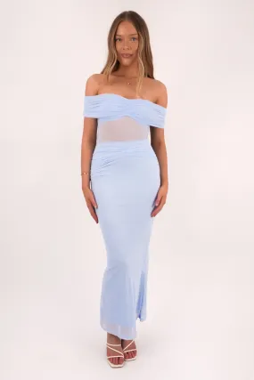 Issey Maxi Dress Blue Metallic-Shine Trendy Fit Look