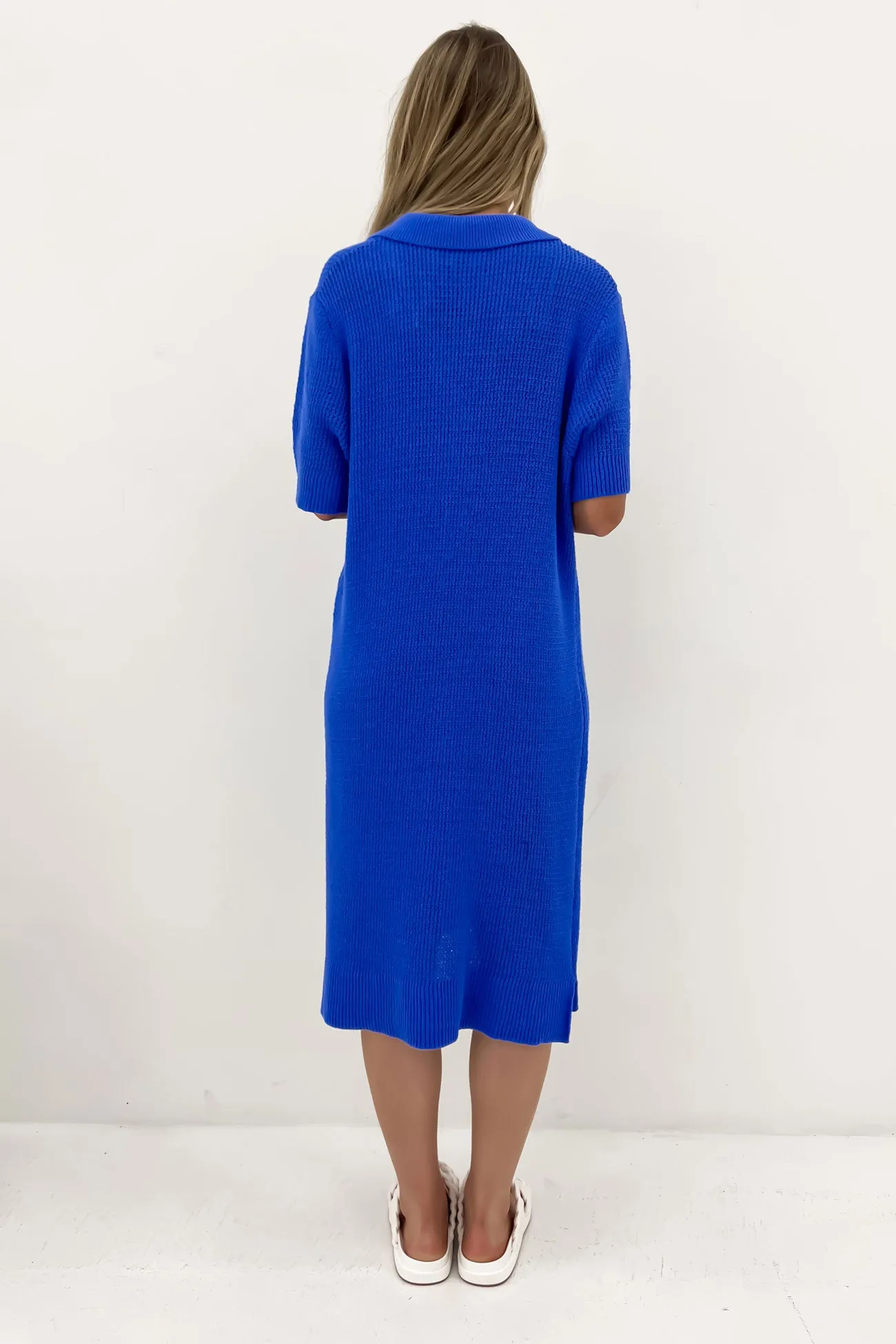 Resort Vibes Classic Form Prime Knit Dress Cobalt
