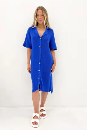 Rural Charm Sequin-Detail Prime Knit Dress Cobalt