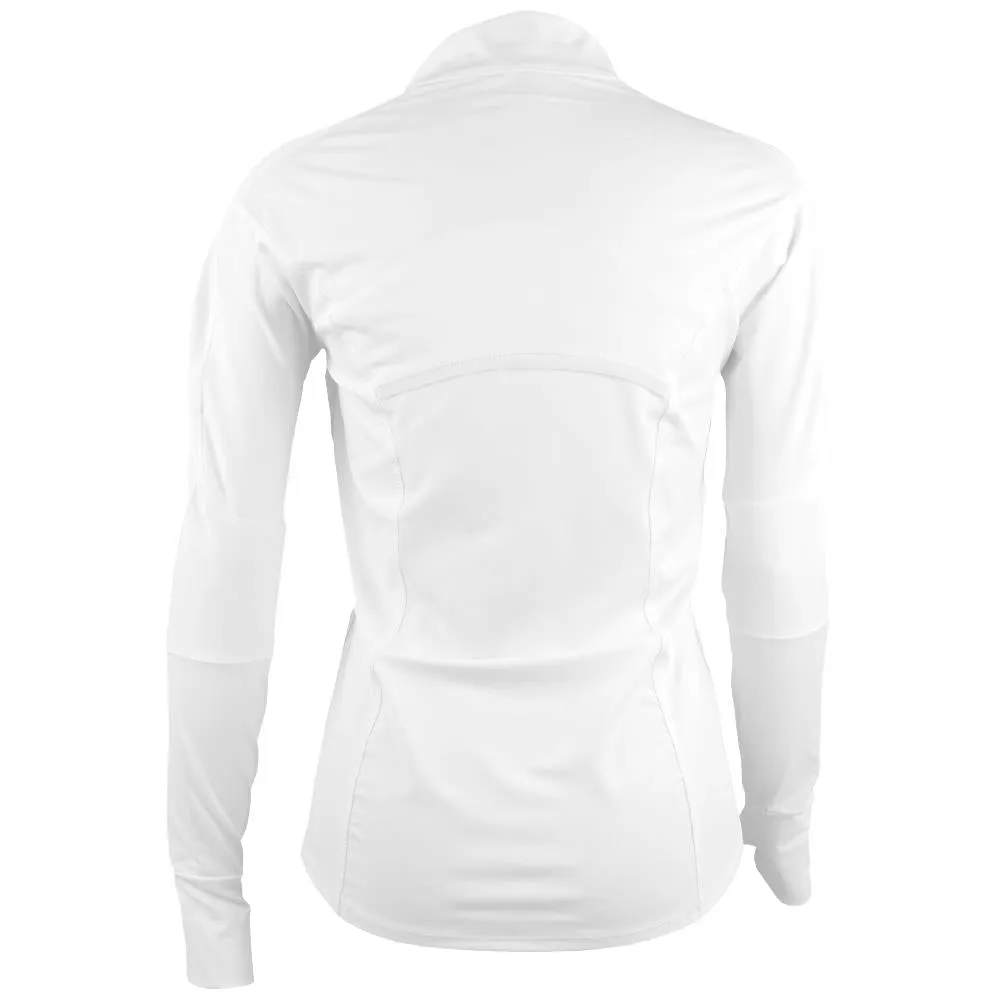Ribbed Cuffs Flattering Silhouette Printed Pattern Lucky in Love Women's Essentials 1/4 Zip Longsleeve - White