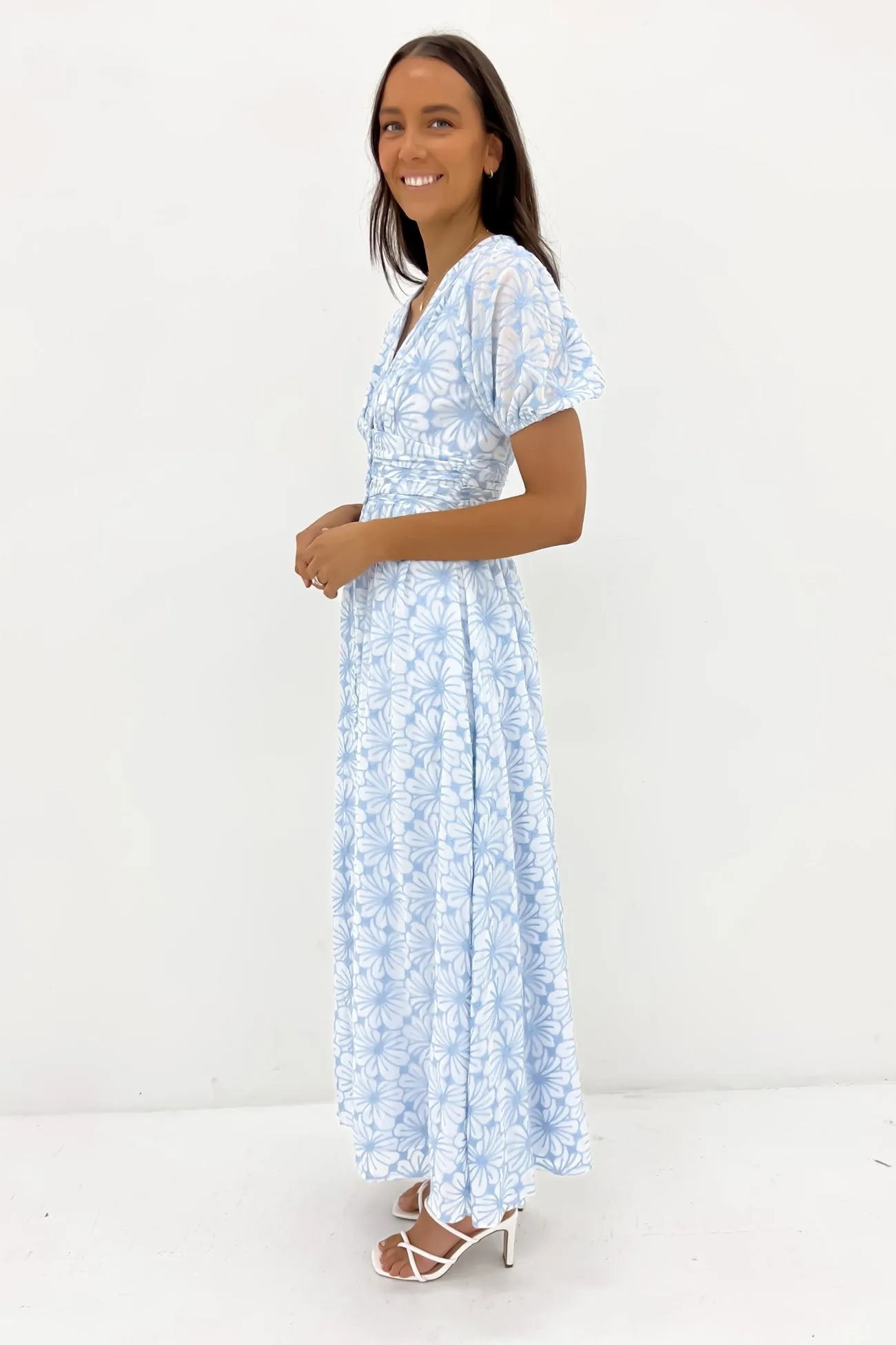 Nala Maxi Dress Blue Flower Trendy Appearance