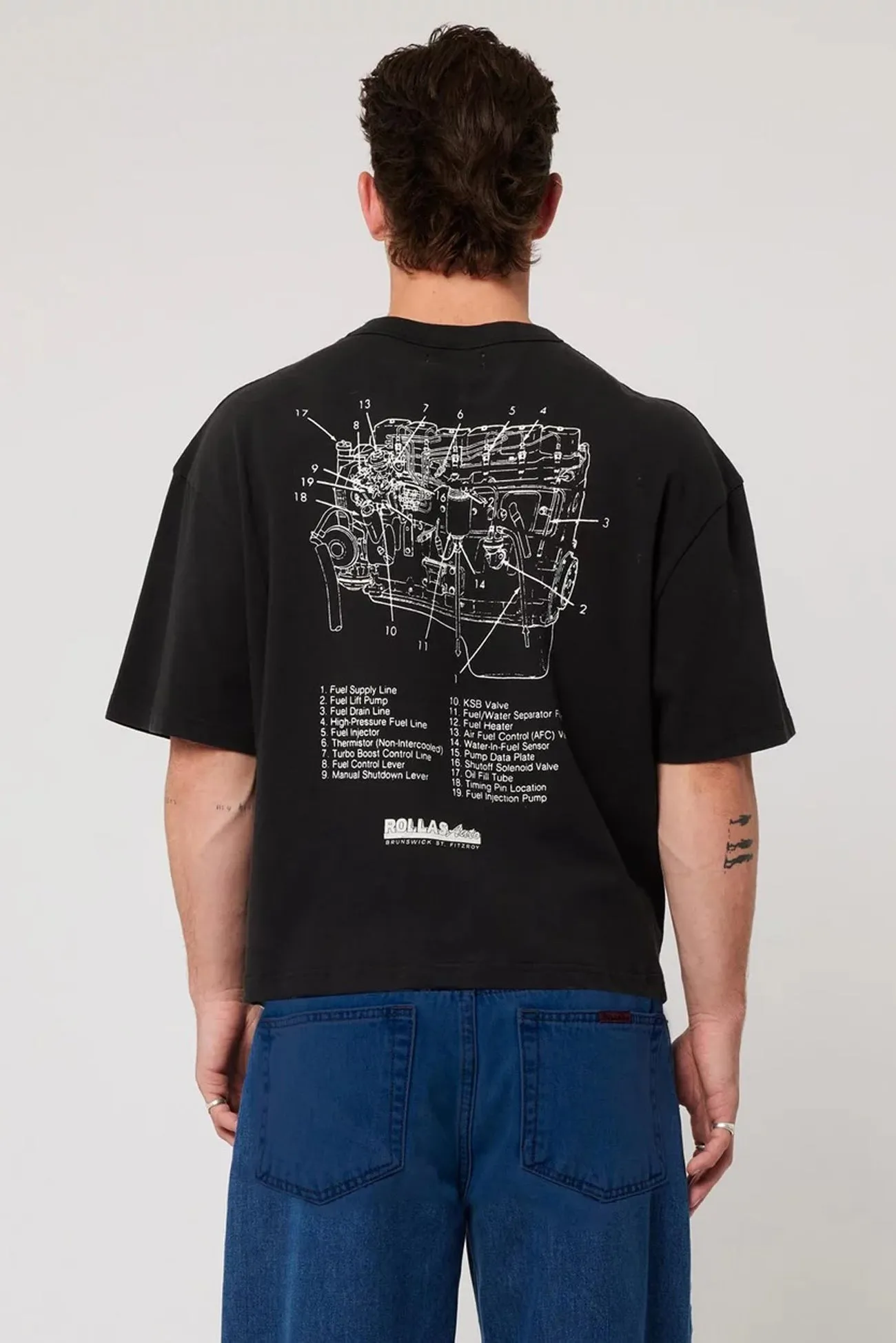 Abrasion Resistant Fabric Big Motor Tee Chop Washed Black