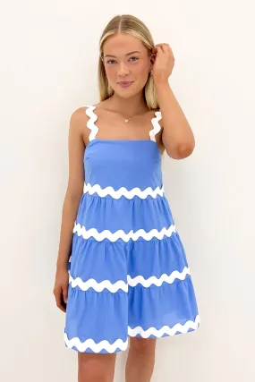 Lorenzo Mini Dress Blue White Cafe Vibe Subtle Elegance