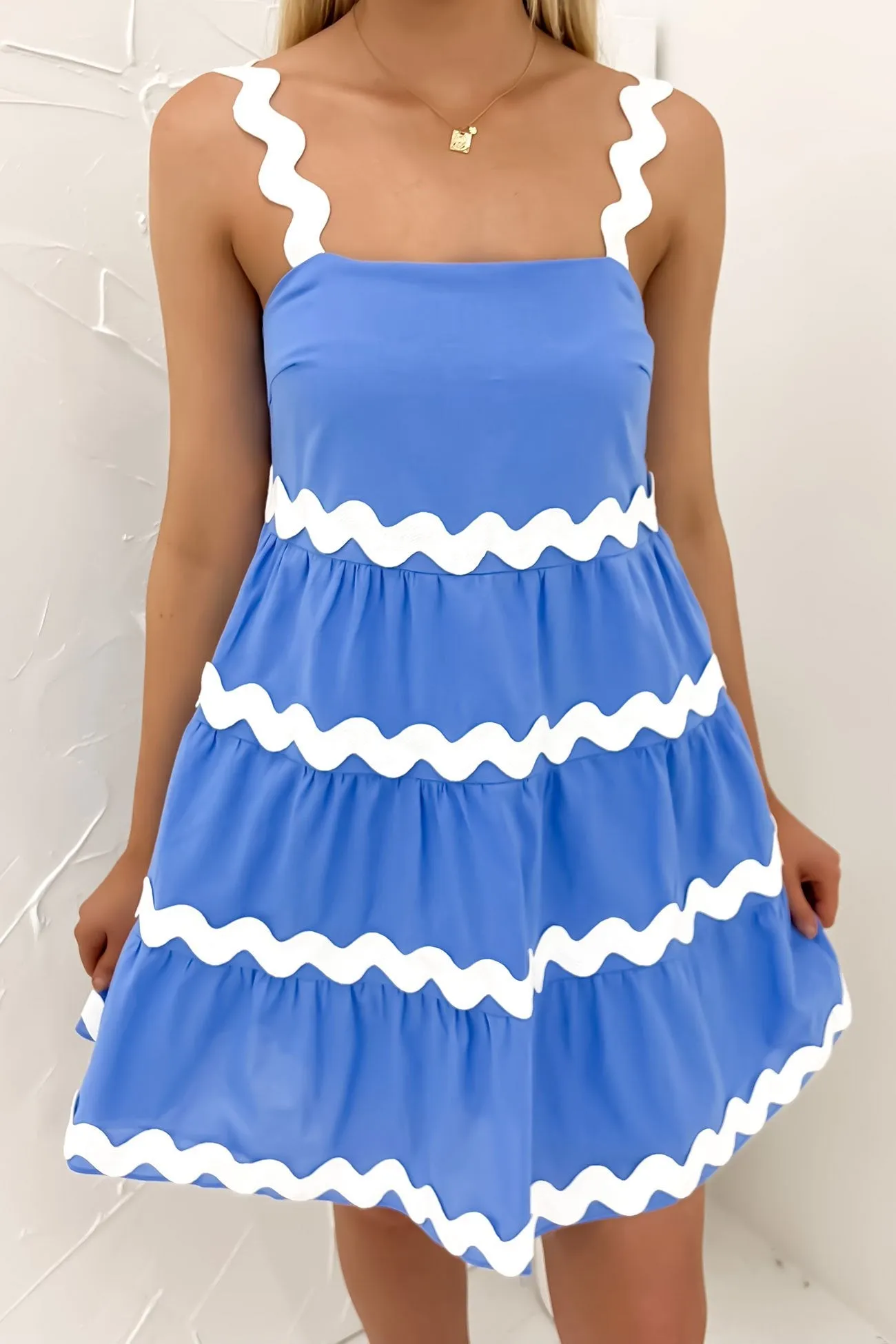 Chill Design Trendy Appearance Lorenzo Mini Dress Blue White