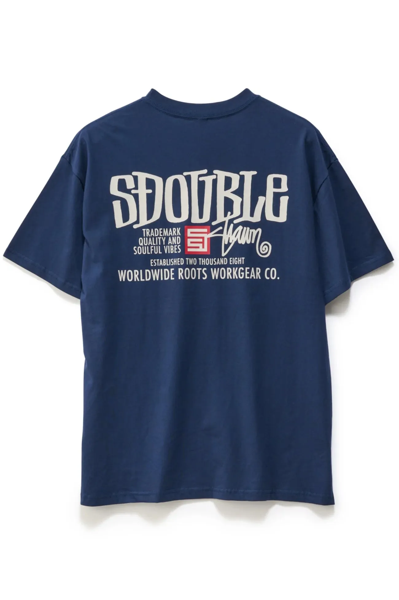 Layered Collar Structure Workgear Short Sleeve Tee Navy