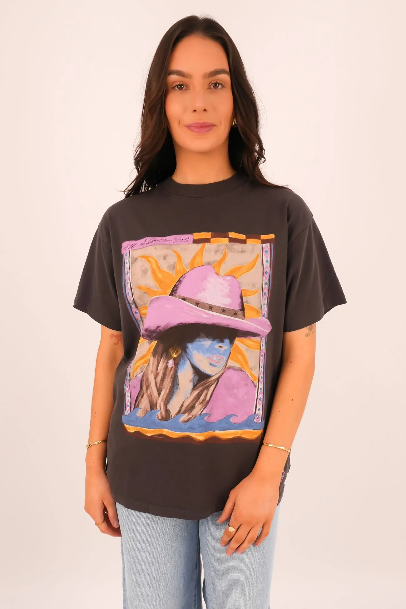 Versatile Comfort Wear Calamity Sun Relaxed Tee Washed Black