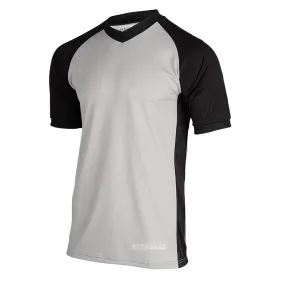 Smitty Solid Grey w/ Black Sleeves & Side Panel V-Neck Wardrobe Essential Odor Control Fabric
