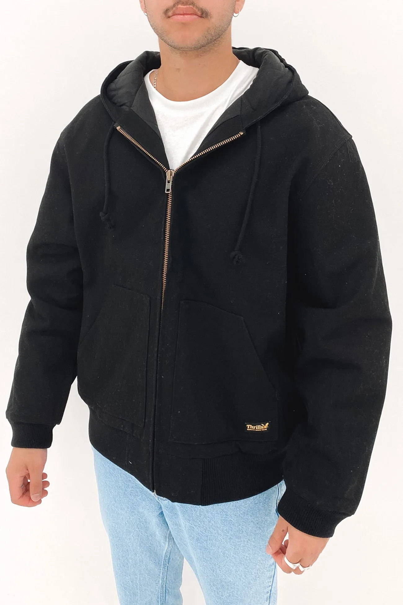 Fray Resistant Edges Thrills Union Hood Jacket Black