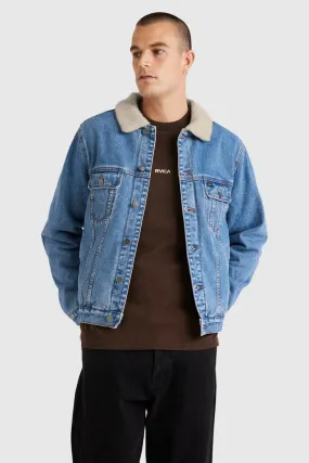 Denim Sherpa Trucker Jacket Vintage Blue Waterproof Shell Transition Wear