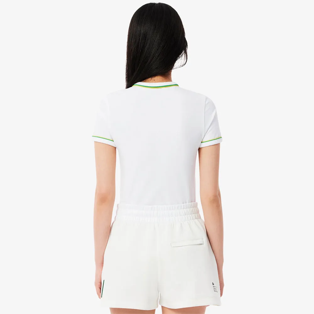 Hooks Pocketed QuickDry Lacoste Women's Contrast Accent Jersey Tee - White