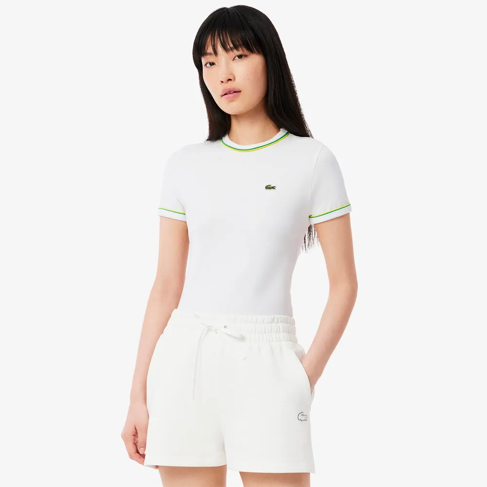 Printing Durable Construction QuickDry Lacoste Women's Contrast Accent Jersey Tee - White