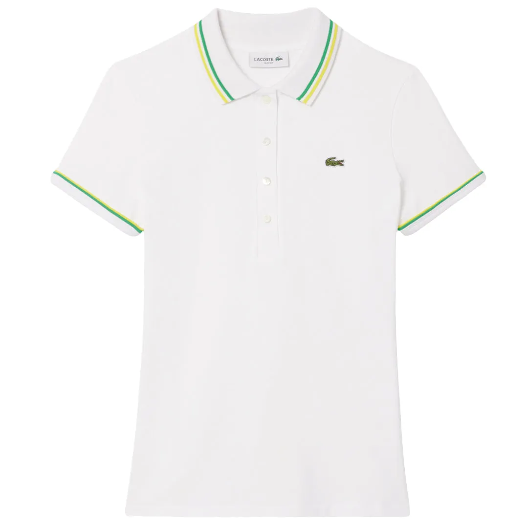 Raglan sleeves Lacoste Women's Jersey Polo - White Shiny appearance