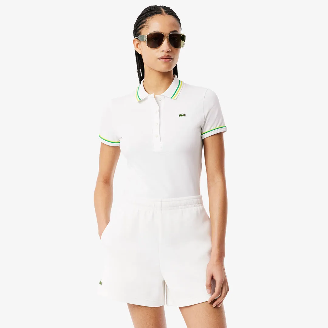 Rayon blend Raglan sleeves Lacoste Women's Jersey Polo - White