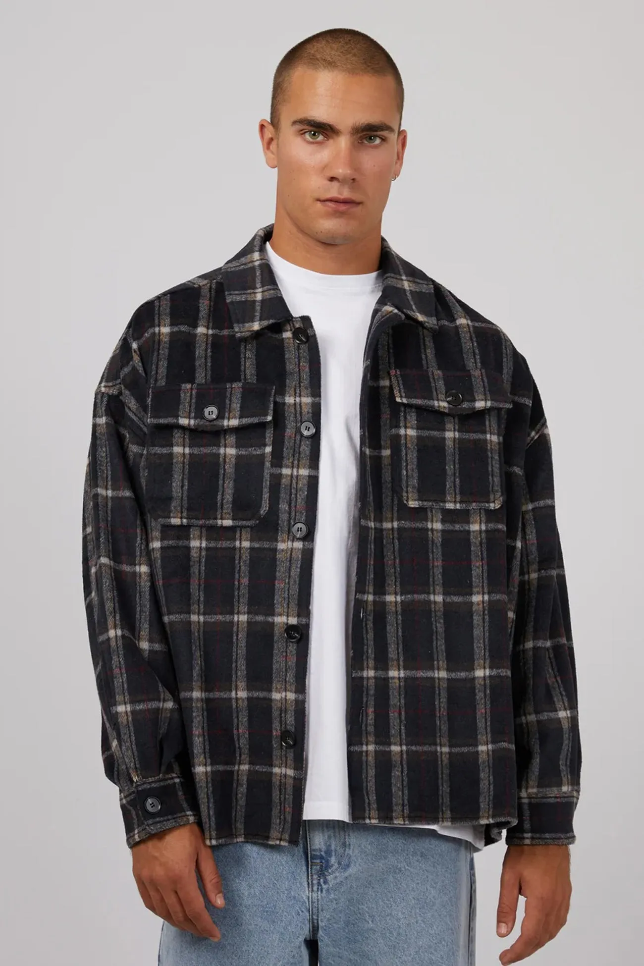 Ranch Overshirt Navy Patterned Texture