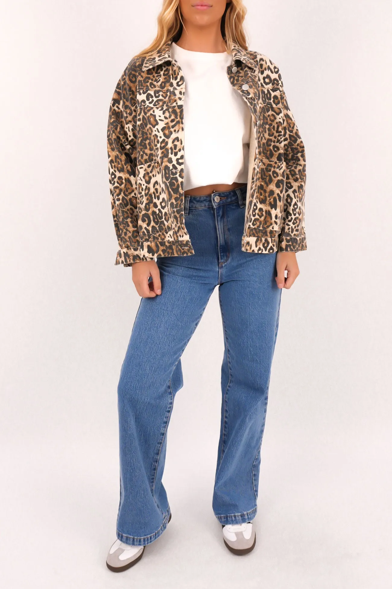 Ray Denim Jacket Leopard Nylon Cover HighCollarDesign